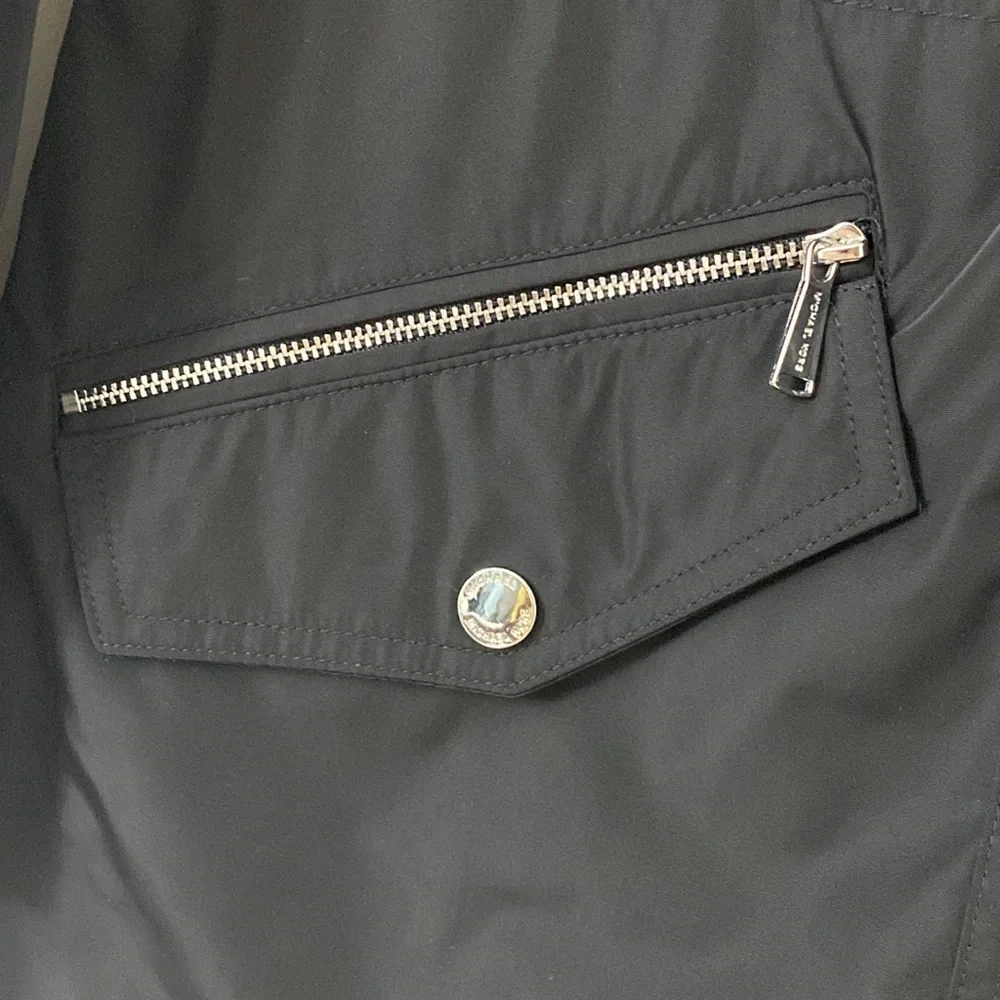 Michael Kors Black Anorak Zip Front Rain Jacket - Picture 8 of 16
